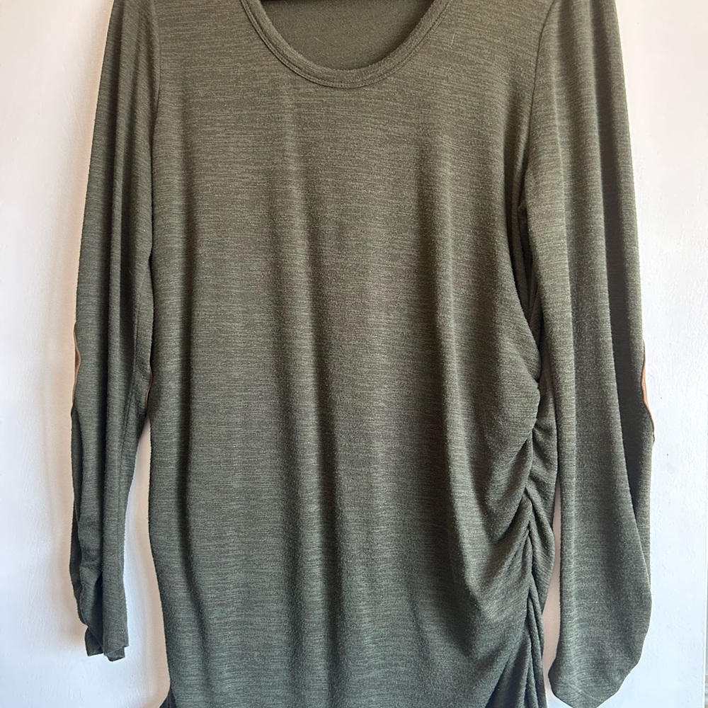 Olive Green Ruched Women's Top - Maternity